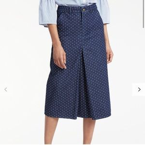 Boden Mira Polka Dot Denim Midi Skirt
